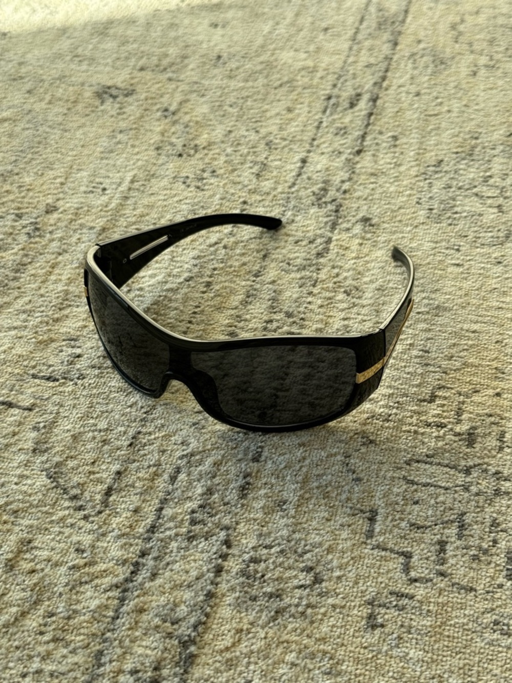 Black Wrap Sunglasses with Subtle Gold Accent